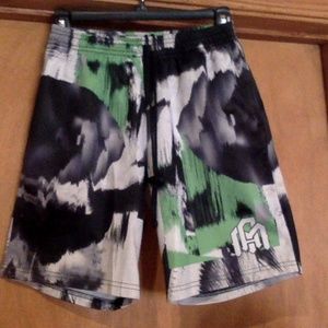 Into the AM shorts, size small, green and black